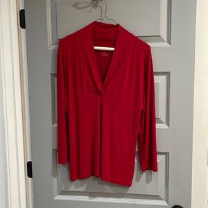 Red Talbots shirt 3/4 length sleeves & V-neck